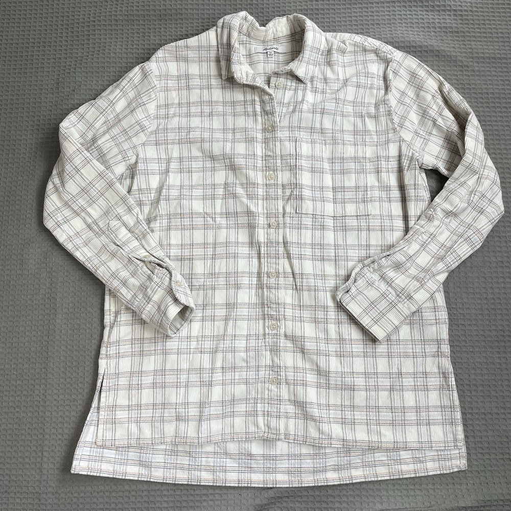 Madewell Corduroy Ex-Boyfriend Shirt XS Womens Oversized Lombard Plaid